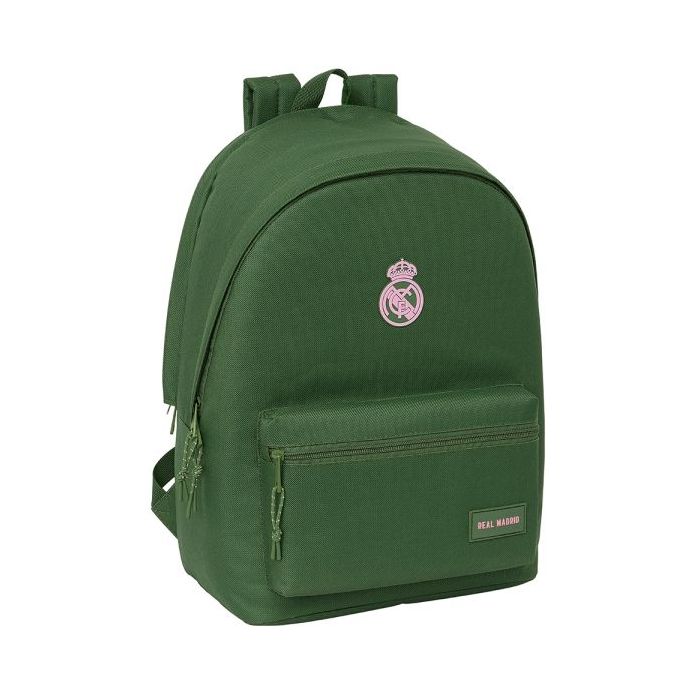 Safta Real Madrid Chica Caqui Mochila para Portatil hasta 15.6" - Conector USB - Acolchado en Espalda - Hombreras Ergonomicas - Base Acolchada - Asa Superior - 24.55L - 310x180x440mm - Color Verde