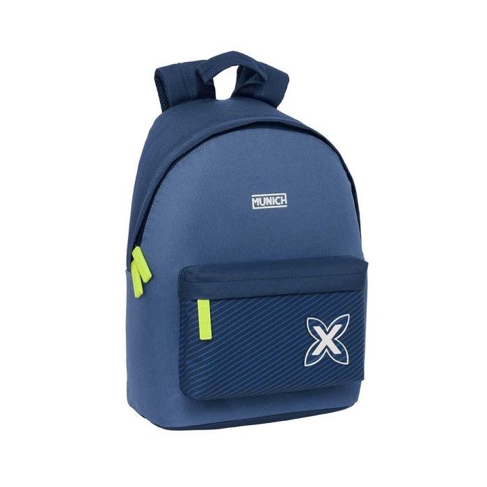 Safta Munich Blue Indigo Mochila para Portatil hasta 14.1" - Bolsillo para Tablet - Tirador Doble - Hombreras Ergonomicas - Espalda Transpirable - 20L - 310x160x410mm - Color Azul Marino