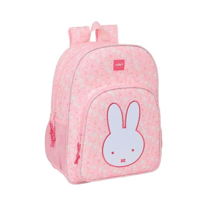 Safta Miffy Flores Mochila Adaptable a Carro - Bolsillos Laterales - Doble Tirador - Hombreras Ergonomicas - Asa Superior - 19L - 330x140x420mm - Color Rosa