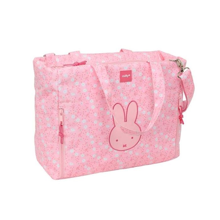Safta Miffy Flores Maletin para Portatil hasta 14.1" - Cremallera - Bolsillos Frontales - Hombrera Ajustable - Asas de Mano - 28.46L - 400x170x310mm - Color Rosa