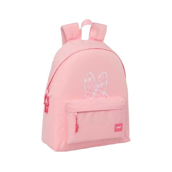 Safta Miffy Flores Mochila - Bolsillo Frontal - Hombreras Acolchadas - Espalda Acolchada - Doble Tirador - Asa Superior - 20.8L - 330x150x420mm - Color Rosa