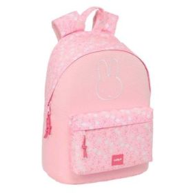 Safta Miffy Flores Mochila para Portatil hasta 14.1" - Bolsillo para Tablet - Tirador Doble - Hombreras Ergonomicas - Espalda Acolchada - Asa de Mano Forrada - 310x160x410mm - Color Rosa