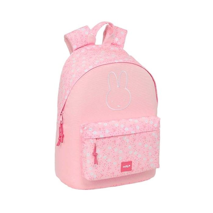 Safta Miffy Flores Mochila para Portatil hasta 14.1" - Bolsillo para Tablet - Tirador Doble - Hombreras Ergonomicas - Espalda Acolchada - Asa de Mano Forrada - 310x160x410mm - Color Rosa