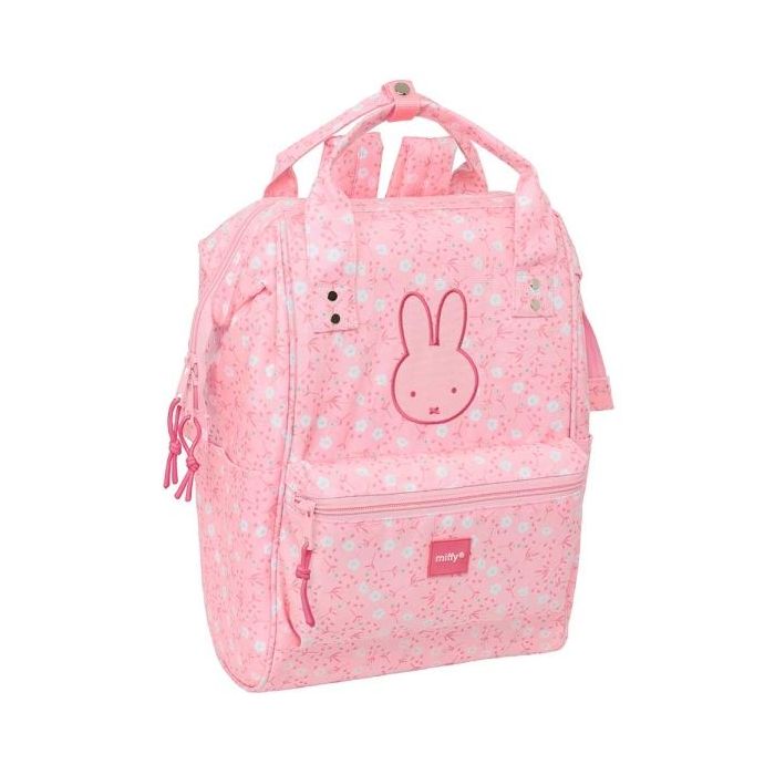 Safta Miffy Flores Mochila para Portatil hasta 13" - Asas Superiores - Bolsillo Frontal - Doble Tirador en Cremallera - Hombreras Ergonomicas - 270x190x400mm - Color Rosa