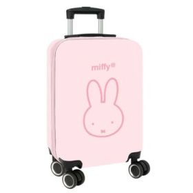 Safta Miffy Flores Maleta Trolley de Cabina 20” - Cierre con Candado - Interior Forrado - Cremallera - Cintas Elasticas - Ruedas Giratorias - Ajustable - 345x200x550mm - Color Rosa