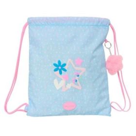 Safta Blackfit8 Smile Saco Plano - Bolsillo con Cremallera - Cierre con Cordones - 5L - Material Compacto - Uso Diario y Deportivo - 350x10x400mm - Color Azul Claro