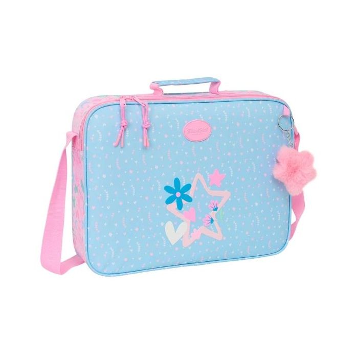 Safta Blackfit8 Smile Maletin con Cremallera - Bandolera Ajustable - Asa Forrada - Doble Tirador - Fondo Semirigido - 6L - 380x60x280mm - Color Azul Claro