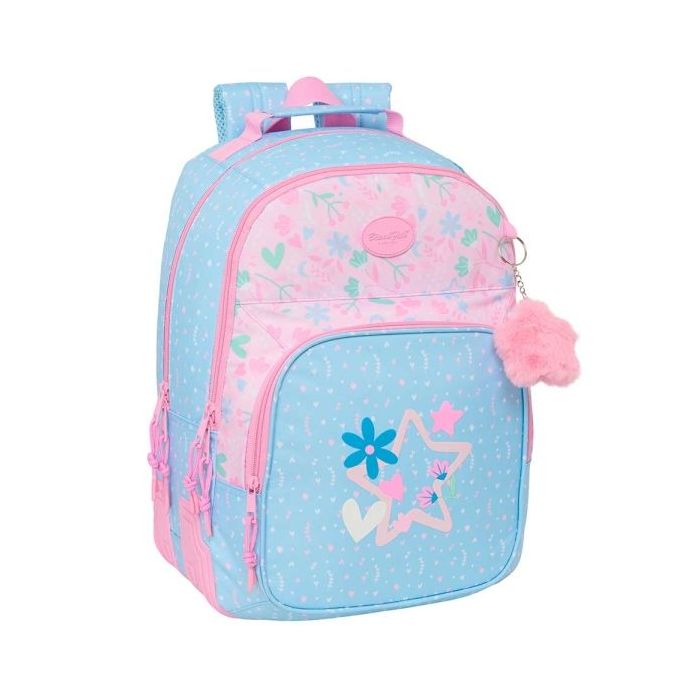 Safta Blackfit8 Smile Mochila con 2 Compartimentos - Antirozaduras - Adaptable a Carro - Portabotellas - Tirador Doble - Hombreras Ergonomicas - 20L - 320x150x420mm - Color Azul Claro