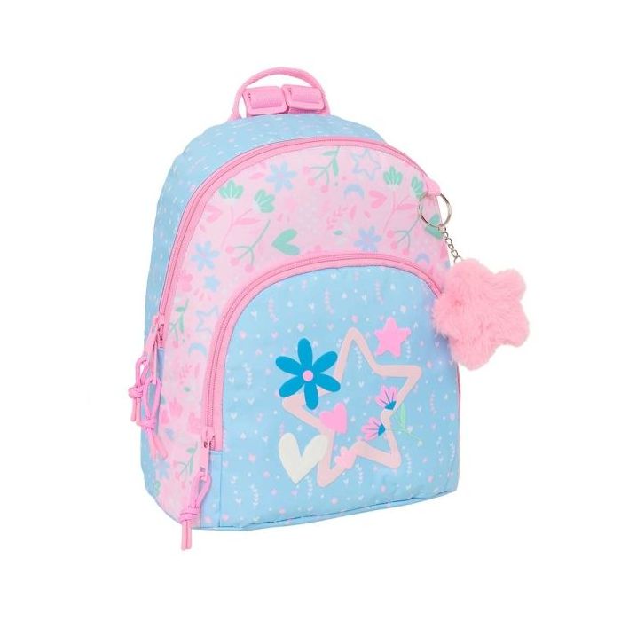 Safta Blackfit8 Smile Mini Mochila - Bolsillo Frontal - Tirador Doble - Bolsillo Trasero Accesible - Hombreras Ajustables - Asa Superior - 9.75L - 250x130x300mm - Color Azul Claro