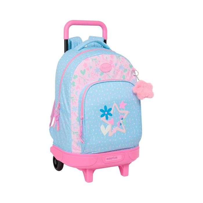 Safta Blackfit8 Smile Mochila con Carro - Extraible - Bolsillo Frontal - Portabotellas - Tirador Doble - Hombreras Acolchadas - Asa Acolchada - Tarjeta ID - 330x220x450mm - Color Azul Claro