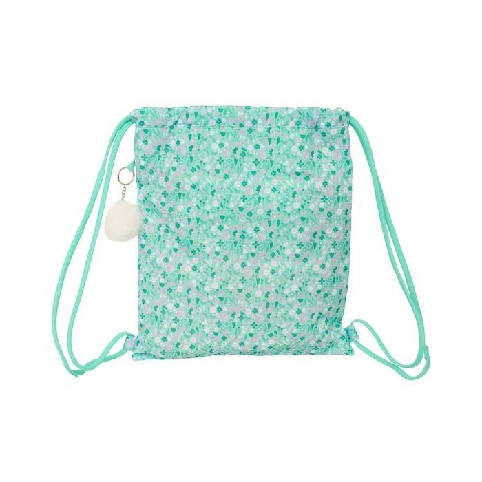 Safta Cuore Saco Plano - Bolsillo Interior con Cremallera - Cierre con Cordones - 5L - 350x10x400mm - Color Turquesa
