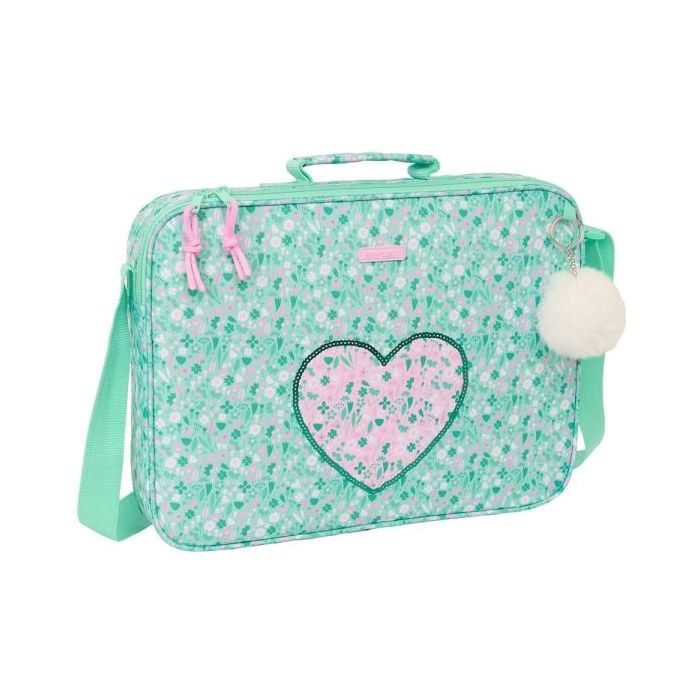 Safta Cuore Maletin con Cremallera - Bandolera Ajustable - Asa Forrada - Doble Tirador Cremallera - Fondo Semirigido - 6L - 380x60x280mm - Color Turquesa