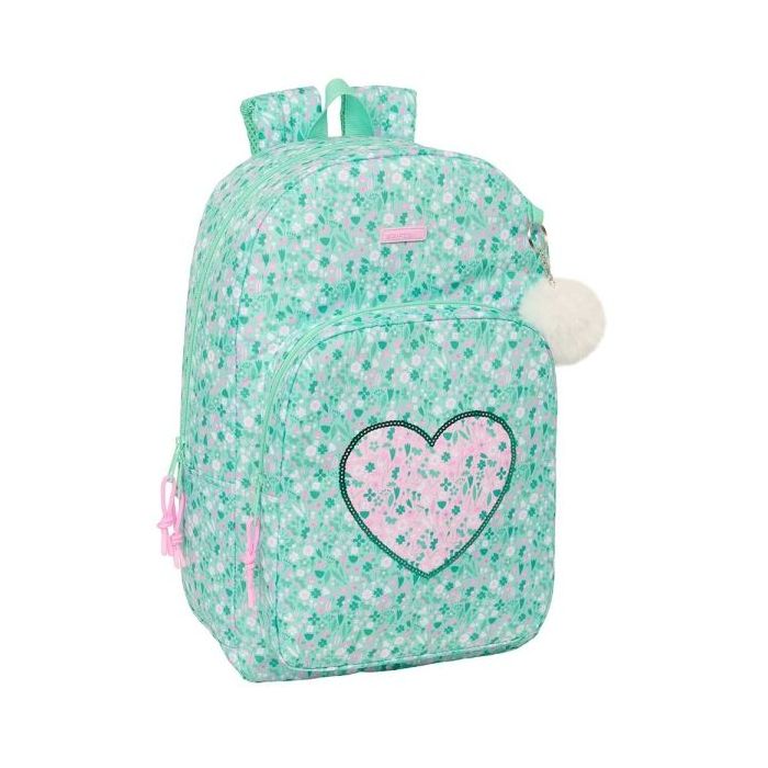Safta Cuore Mochila Adaptable a Carro - Tirador Doble - Bolsillo Frontal - Hombreras Acolchadas - Asa Superior - 19.3L - 300x140x460mm - Color Turquesa