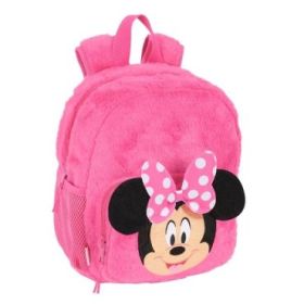 Safta Minnie Mouse Mochila Guarderia de Peluche - Textura Suave - Tarjeta de Identificacion - Asa de Mano Superior - 6L - 220x100x270mm - Color Rosa