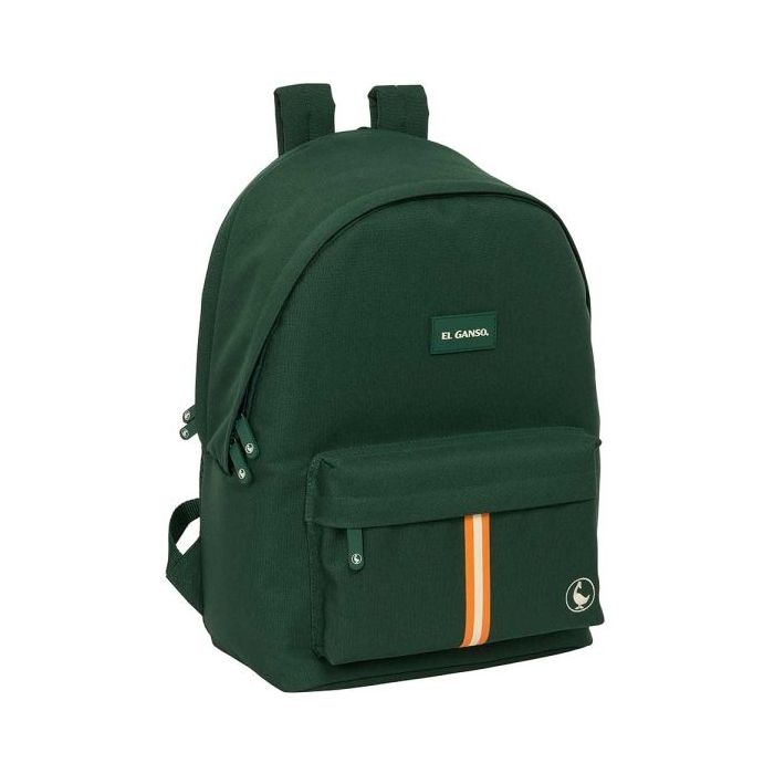 Safta el Ganso Basics Green Mochila para Portatil hasta 15.6" - Conector USB - Base Acolchada - Tirador Doble - Hombreras Ergonomicas - Asa Superior - 310x180x440mm - Color Verde Oscuro