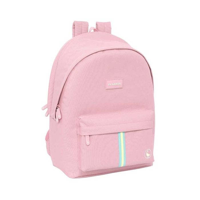 Safta el Ganso Basics Pink Mochila para Portatil hasta 15.6" - Conector USB - Base Acolchada - Bolsillo Frontal - Tirador Doble - Hombreras Ergonomicas - Asa Superior - 310x180x440mm - Color Rosa