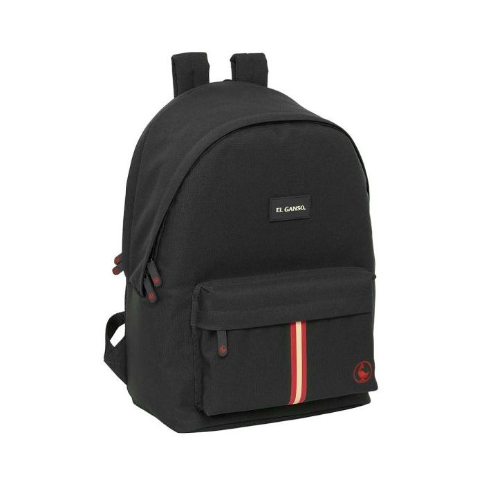 Safta el Ganso Basics Black Mochila para Portatil hasta 15.6" - Interior Acolchado - Conector USB - Base Acolchada - Hombreras Ergonomicas - Asa Superior - 24.55L - 310x180x440mm - Color Negro
