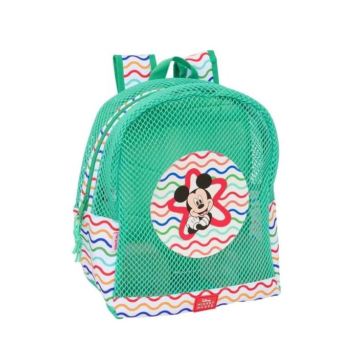 Safta Mickey Mouse Mochila - Rejilla Anti-Arena - Doble Tirador - Hombreras Acolchadas - Asa Superior - 13.15L - 320x120x380mm - Color Verde