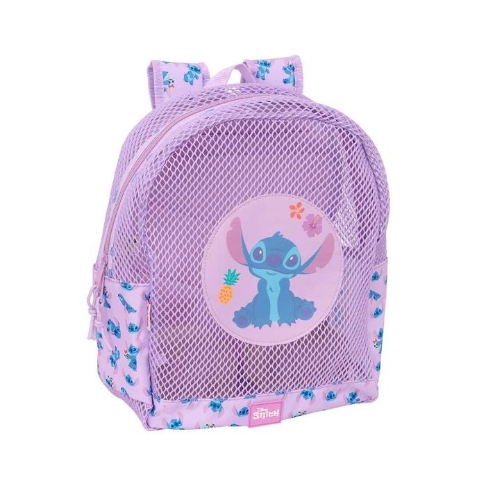 Safta Stitch Mochila - Rejilla Anti-Arena - Doble Tirador - Hombreras Ergonomicas - Asa Superior - 13.15L - 320x120x380mm - Color Violeta