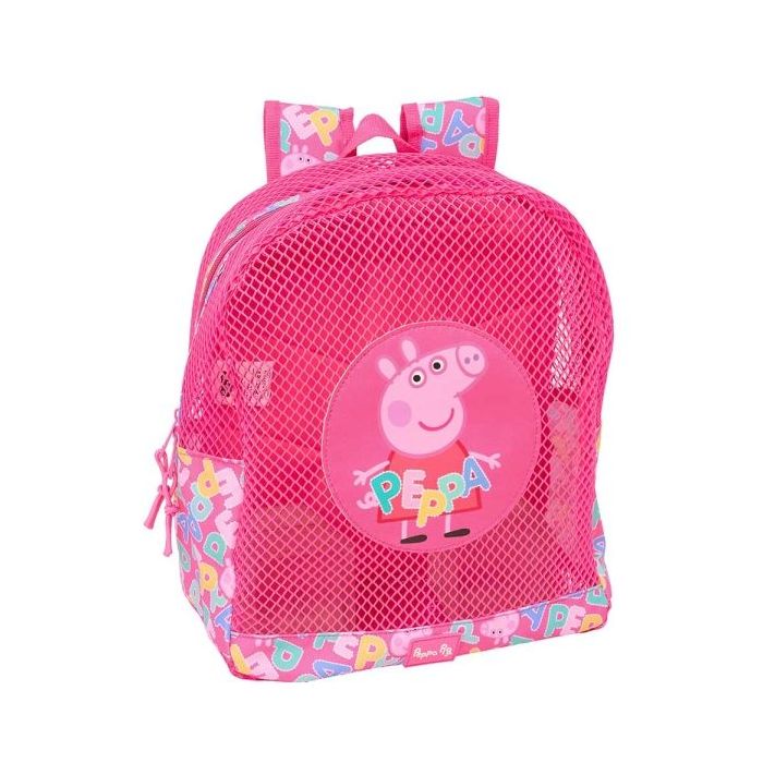 Safta Peppa Pig Mochila - Rejilla Anti-Arena - Doble Tirador - Hombreras Acolchadas - Asa Superior - 13.15L - 320x120x380mm - Color Rosa