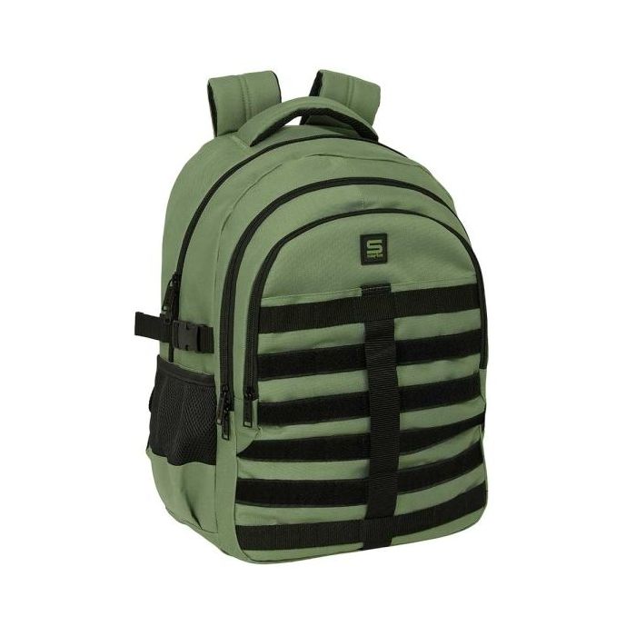 Safta Mochila para Portatil hasta 15.6" - Cremalleras Bidireccionales - Antirrobo - Hombreras Ergonomicas - Cinta para Maleta - Cintas Ajustables - 23.46L - 340x150x460mm - Color Verde