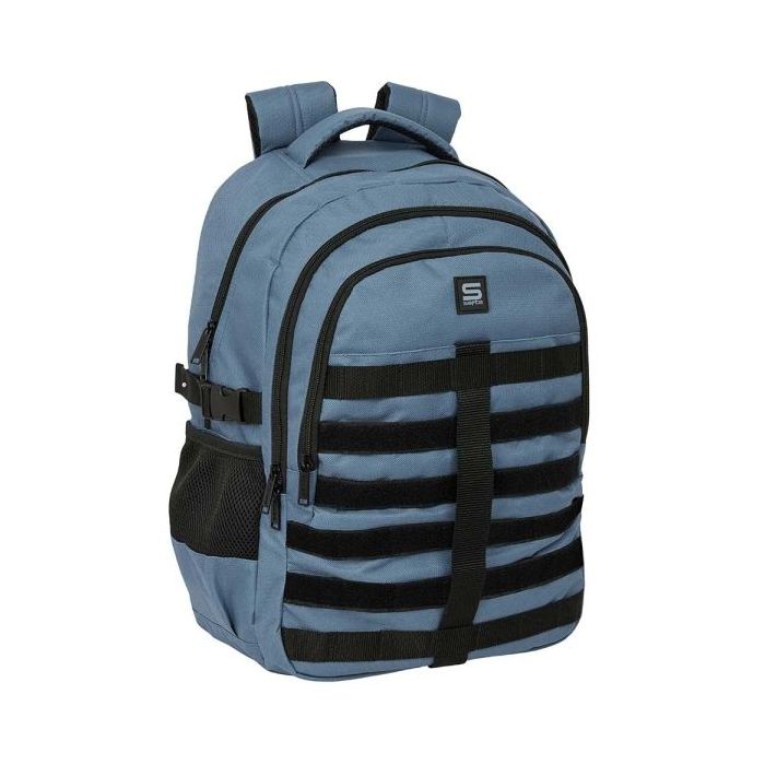 Safta Grafito Mochila para Portatil hasta 15.6" - Cremalleras Bidireccionales - Antirrobo - Hombreras Ergonomicas - Cintas Ajustables - 23.46L - 340x150x460mm - Color Azul