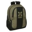 Safta Munich West Mochila Adaptable a Carro - 2 Compartimentos - Bolsillos Laterales - Doble Tirador - Hombreras Acolchadas - Asa Superior - 23L - 320x160x440mm - Color Negro y Verde
