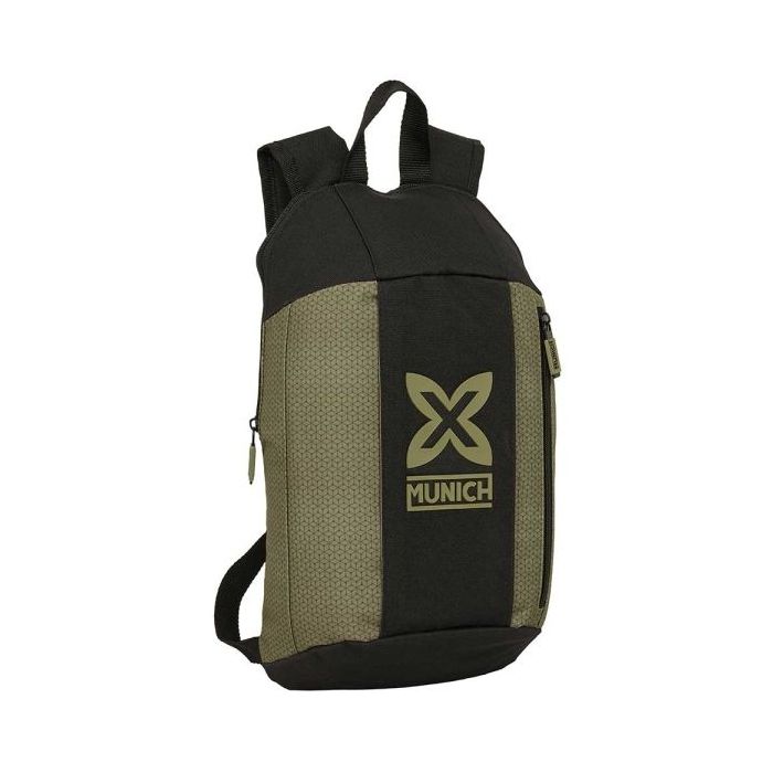 Safta Munich West Mini Mochila - Hombreras Ergonomicas - Espalda Acolchada - Bolsillo Frontal - Asa Superior - Uso Diario - 8.5L - 220x100x390mm - Color Negro y Verde