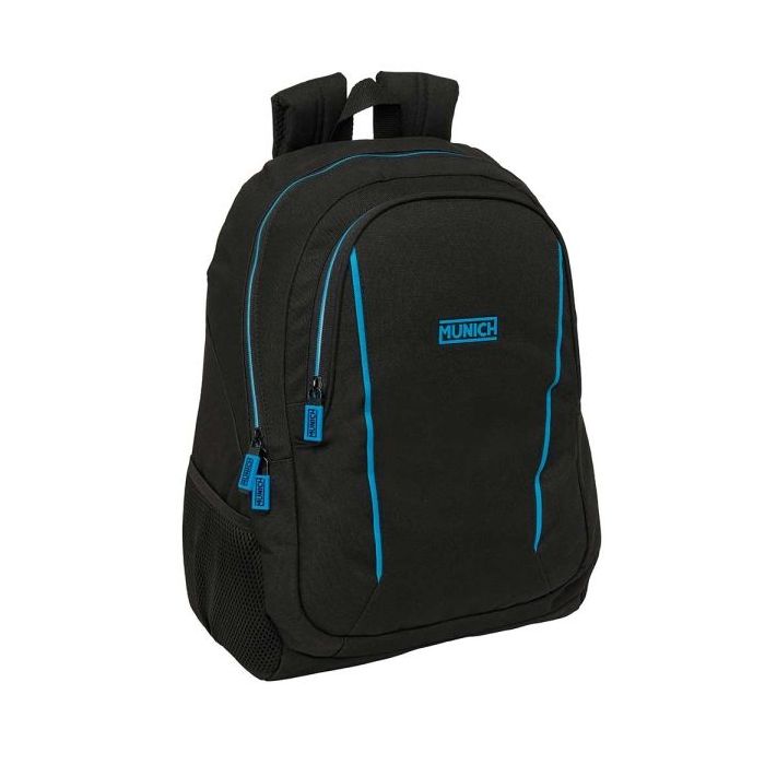 Safta Munich Road Mochila Adaptable a Carro - Portabotellas - Dos Compartimentos Grandes - Tirador Doble - Hombreras Ergonomicas - Asa de Mano Superior - 23L - 320x160x440mm - Color Negro