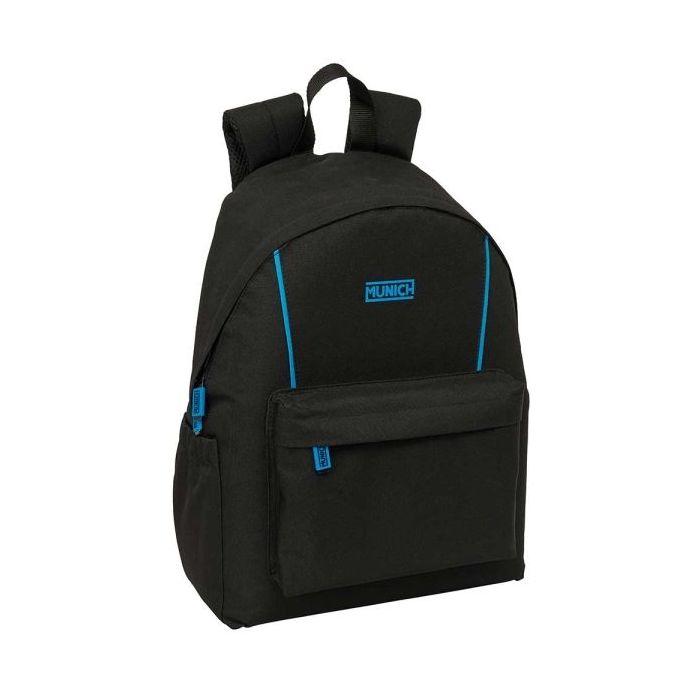 Safta Munich Road Mochila para Portatil hasta 14.1" - Interior Acolchado - Bolsillo Frontal - Portabotellas - Tirador Doble - Hombreras Ergonomicas - Asa Superior - 310x130x430mm - Color Negro
