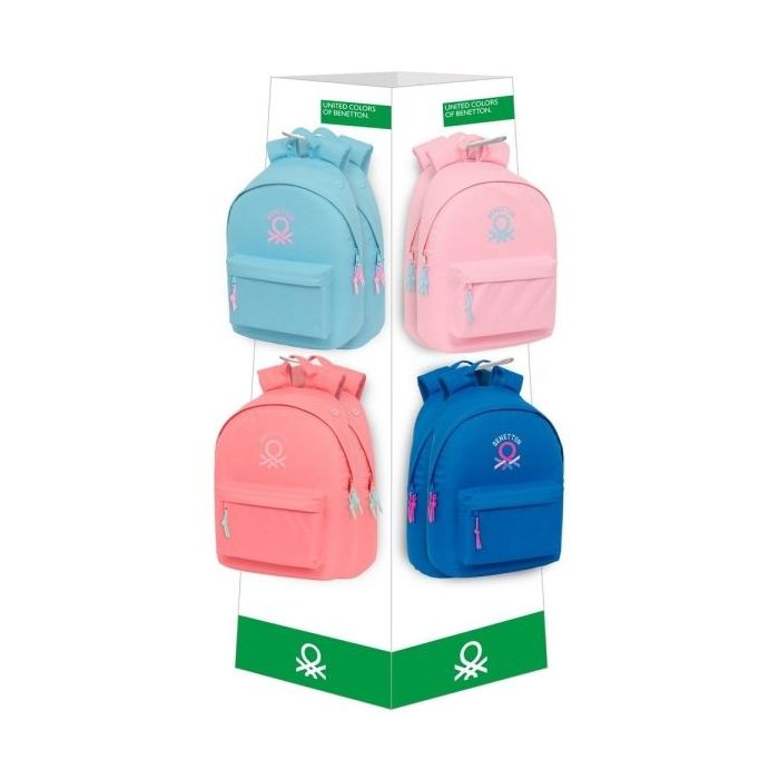Safta Benetton Basicos Expositor con 8 Ganchos para Mochilas - Carton Reciclado - Estructura Robusta - Compacto y Espacioso - Moderno y Responsable - 420x420x1600mm - Colores Surtidos