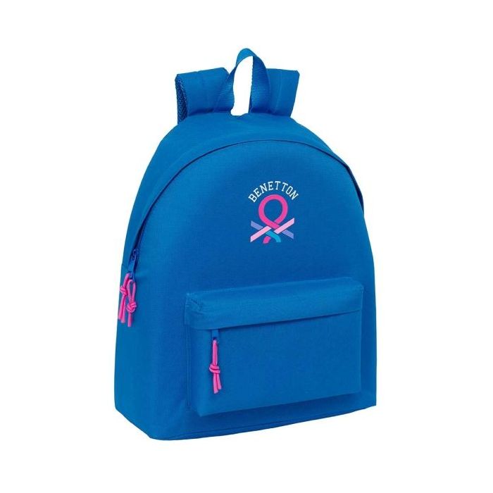 Safta Benetton Basics Azulina Mochila - Bolsillo Frontal - Hombreras Acolchadas - Doble Tirador en Cremallera - Asa de Mano Superior - 20.80L - 330x150x420mm - Color Azul