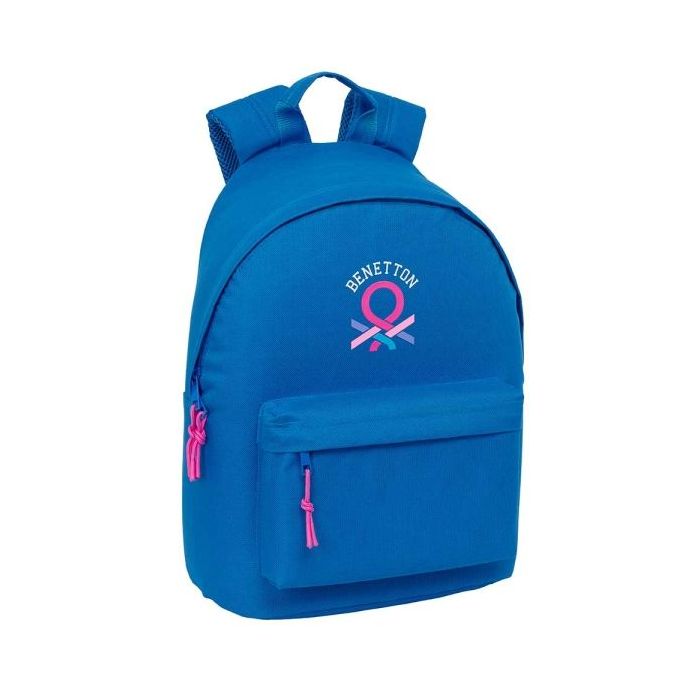 Safta Benetton Basics Azulina Mochila para Portatil hasta 14.1" - Bolsillo para Tablet - Bolsillo Trasero - Tirador Doble - Hombreras Ergonomicas - Asa Superior - 20L - 310x160x410mm - Color Azul
