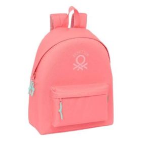 Safta Benetton Basics Mochila - Bolsillo Frontal - Hombreras Acolchadas - Espalda Ergonomica - Doble Tirador en Cremallera - Asa Superior - 20.80L - 330x150x420mm - Color Coral