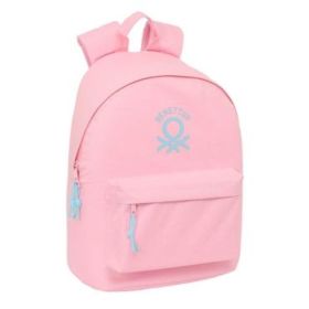 Safta Benetton Basics Mochila para Portatil hasta 14.1" - Bolsillo para Tablet - Bolsillo Trasero - Tirador Doble - Asa Superior - 20L - 310x160x410mm - Color Rosa Pastel