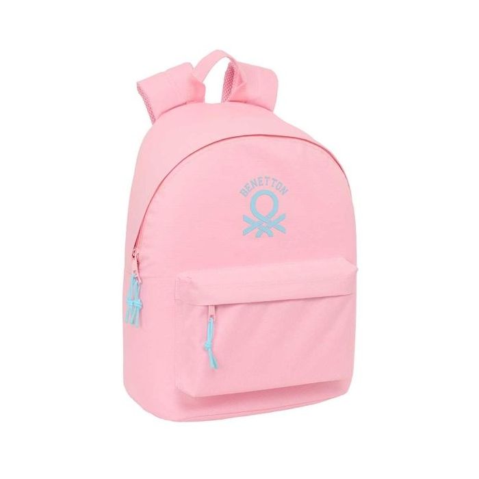 Safta Benetton Basics Mochila para Portatil hasta 14.1" - Bolsillo para Tablet - Bolsillo Trasero - Tirador Doble - Asa Superior - 20L - 310x160x410mm - Color Rosa Pastel