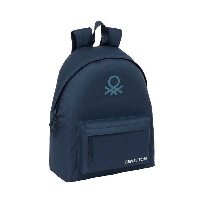 Safta Benetton Basics Antracita Mochila - Bolsillo Frontal - Hombreras Acolchadas - Doble Tirador en Cremallera - Asa Superior - 20.80L - 330x150x420mm - Color Azul Marino