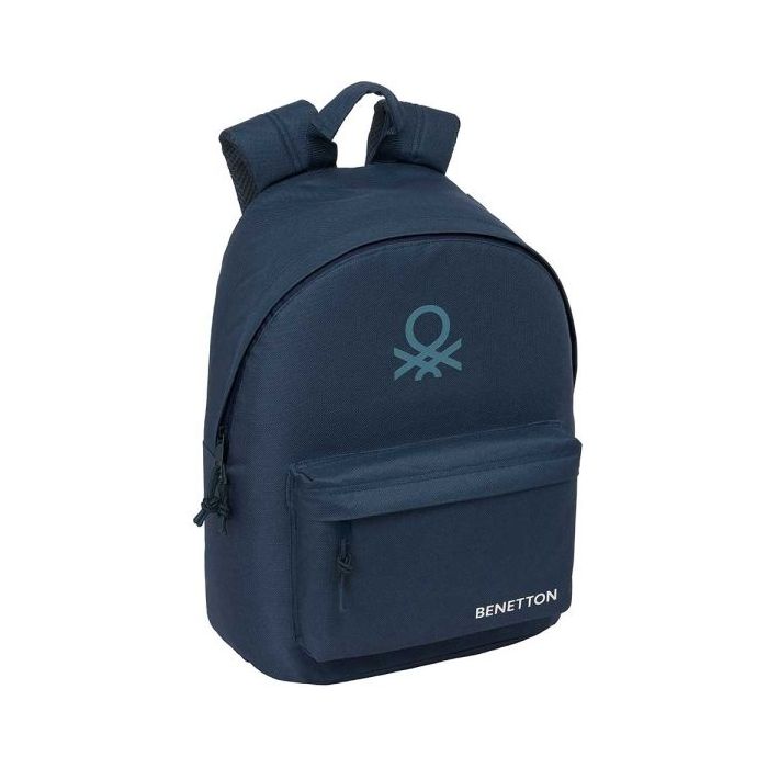 Safta Benetton Basics Antracita Mochila para Portatil hasta 14.1" - Interior Acolchado - Bolsillo para Tablet - Tirador Doble - Ergonomica - Asa Forrada - 20L - 310x160x410mm - Color Azul Marino