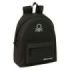 Safta Benetton Basics Mochila - Bolsillo Frontal - Hombreras Acolchadas - Espalda Ergonomica - Doble Tirador - Asa Superior - 20.80L - 330x150x420mm - Color Negro