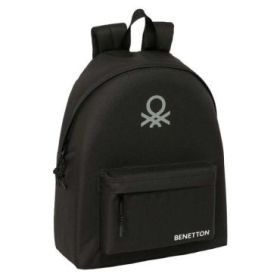 Safta Benetton Basics Mochila - Bolsillo Frontal - Hombreras Acolchadas - Espalda Ergonomica - Doble Tirador - Asa Superior - 20.80L - 330x150x420mm - Color Negro