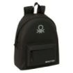 Safta Benetton Basics Mochila - Bolsillo Frontal - Hombreras Acolchadas - Espalda Ergonomica - Doble Tirador - Asa Superior - 20.80L - 330x150x420mm - Color Negro