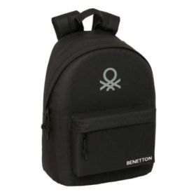 Safta Benetton Basics Mochila para Portatil hasta 14.1" - Interior Acolchado - Bolsillo para Tablet - Tirador Doble - Hombreras Ergonomicas - 20L - 310x160x410mm - Color Negro