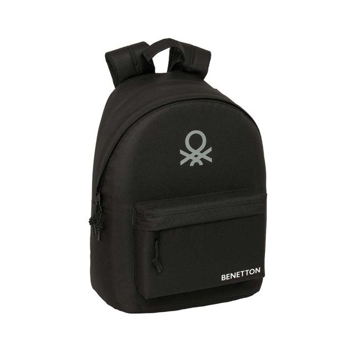 Safta Benetton Basics Mochila para Portatil hasta 14.1" - Interior Acolchado - Bolsillo para Tablet - Tirador Doble - Hombreras Ergonomicas - 20L - 310x160x410mm - Color Negro