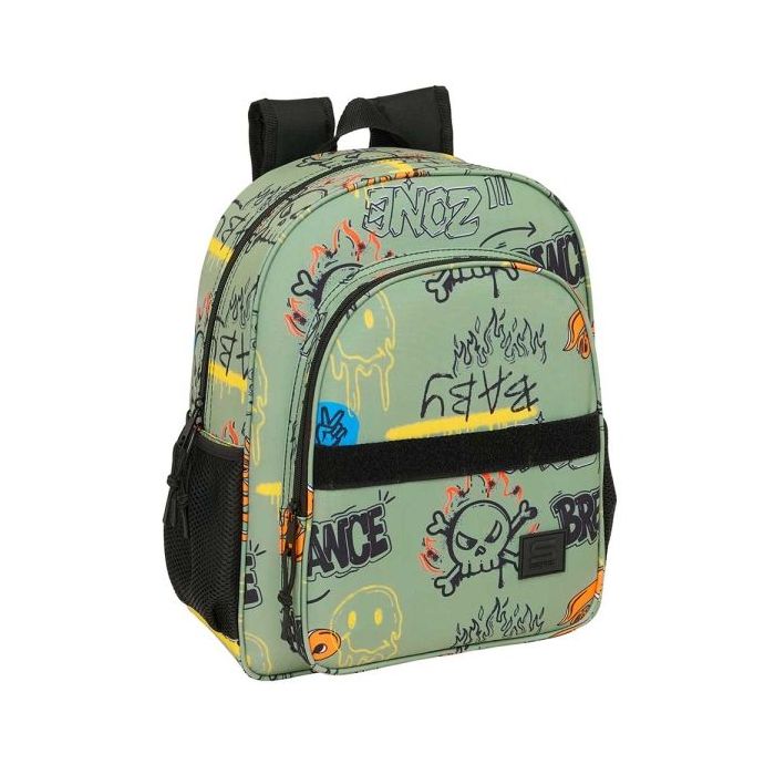 Safta Graffiti Zone Mochila - Adaptable a Carro - Bolsillos Laterales - Doble Tirador - Hombreras Acolchadas - Bolsillo Frontal - Asa Superior - 15L - 320x120x380mm - Color Verde