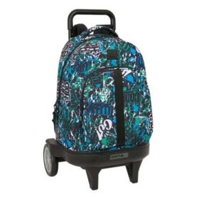 Safta Graffiti Go Mochila con Carro - Portabotellas - Ruedas Antivibracion - Hombreras Acolchadas - Sistema de Bloqueo - 33L - Mochila Extraible - 330x220x450mm - Color Azul Oscuro