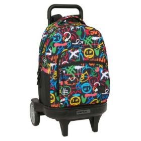 Safta Mochila con Carro - Ruedas Antivibracion Ultrasilenciosas - Bolsillo Frontal - Portabotellas - Tirador Doble - Hombreras Acolchadas - Incluye Tarjeta ID - 33L - 330x220x450mm - Multicolor
