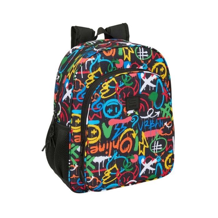 Safta Graffiti Colors Mochila - Adaptable a Carro - Bolsillos Laterales - Doble Tirador - Hombreras Acolchadas - Bolsillo Frontal - Asa Superior - 15L - 320x120x380mm - Multicolor
