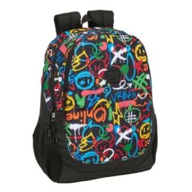 Safta Graffiti Colors Mochila Adaptable a Carro - Portabotellas - Dos Compartimentos Grandes - Tirador Doble - Hombreras Ergonomicas y Acolchadas - Asa de Mano - 23L - 320x160x440mm - Multicolor