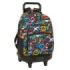 Safta Mochila con Carro - Extraible - Bolsillo Frontal - Portabotellas - Tirador Doble - Hombreras Acolchadas - Asa Acolchada - Tarjeta ID - Base Reforzada - 330x220x450mm - Multicolor