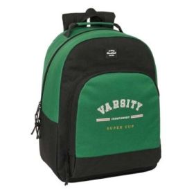 Safta Blackfit8 Varsity Mochila Adaptable a Carro - Tirador Doble - Bolsillo Frontal - Hombreras Ergonomicas - Espalda Acolchada - Asa Forrada - 20.10L - 320x150x420mm - Color Negro y Verde